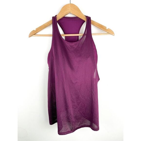 Lululemon Built In Bra Mesh Tank in Burgundy Size 4 - Picture 1 of 8